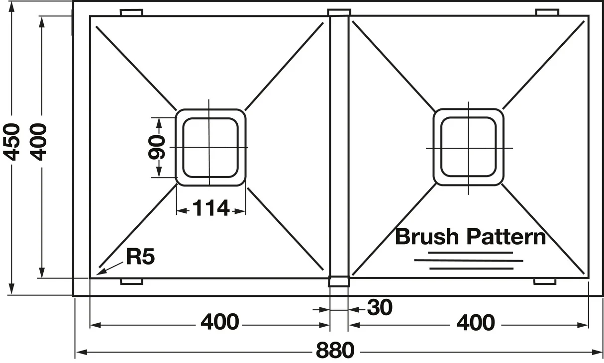 Häfele Squareline Sink, Double Bowl Capacity, 2 x 32 Litres - Image 2