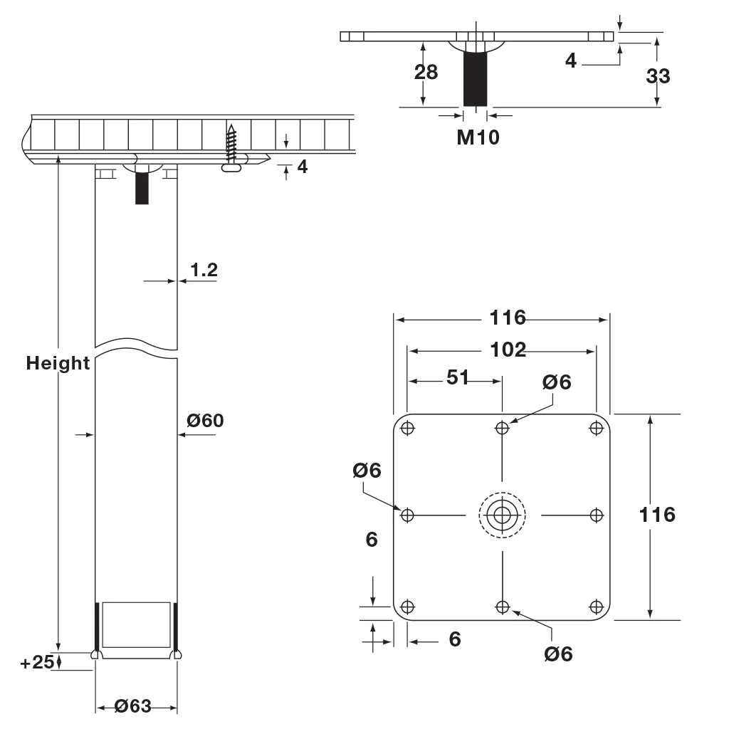Rondella Table Leg - Cylindrical - Image 2