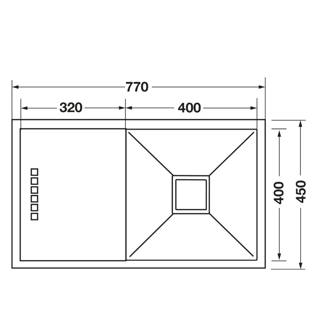 Häfele Squareline Sink, Single bowl with Drainer - Image 2